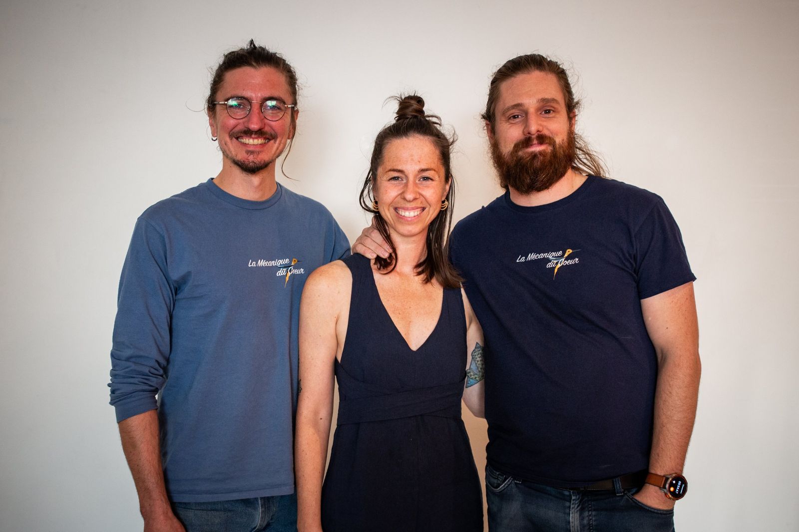 Bruce, Daphnie et Benjamin, les trois formateurs de La Mécanique du Cœur